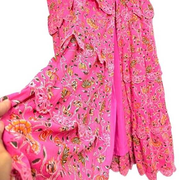 NWT Caroline Constas Floral Tiered Skirt & Crop Top Set in Pink Women Size M - Picture 6 of 15